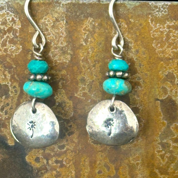 Jes MaHarry turquoise/silver drop earrings. New with tags from Sundance.